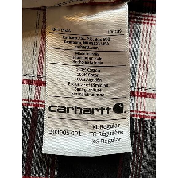 Carhartt Men`s XL Relaxed Fit Plaid Short Sleeve Button Up Shirt - Picture 8 of 9